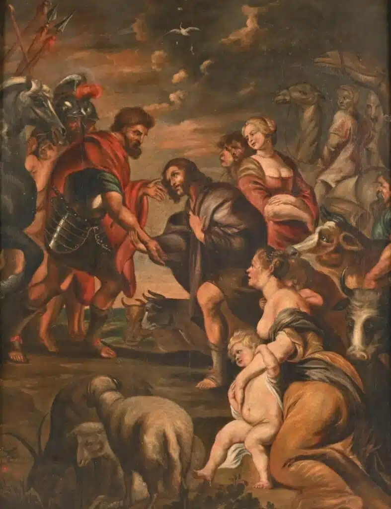 La Réconciliation de Jacob et Esaü - Flemish School, 18th Century