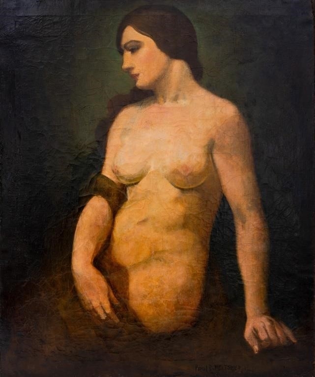 Artwork by Paul Raphael Meltsner, Paul R. Meltsner Seated Nude Woman Oil on Canvas, Made of Oil on Canvas