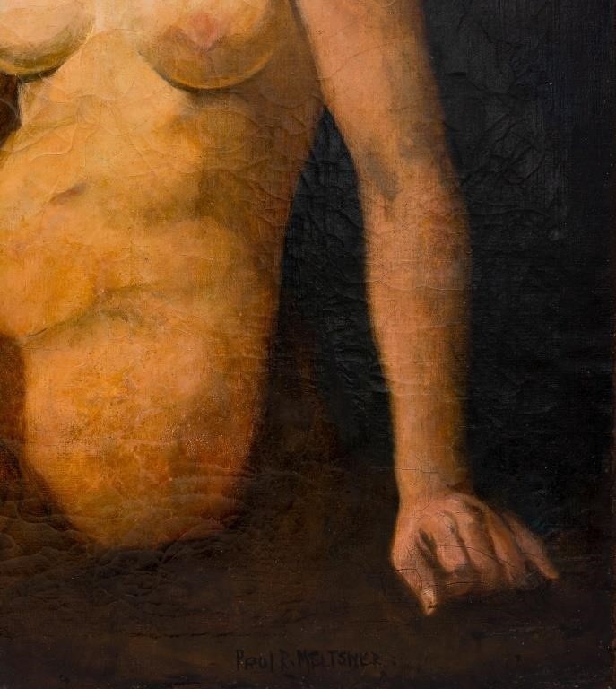 Artwork by Paul Raphael Meltsner, Paul R. Meltsner Seated Nude Woman Oil on Canvas, Made of Oil on Canvas