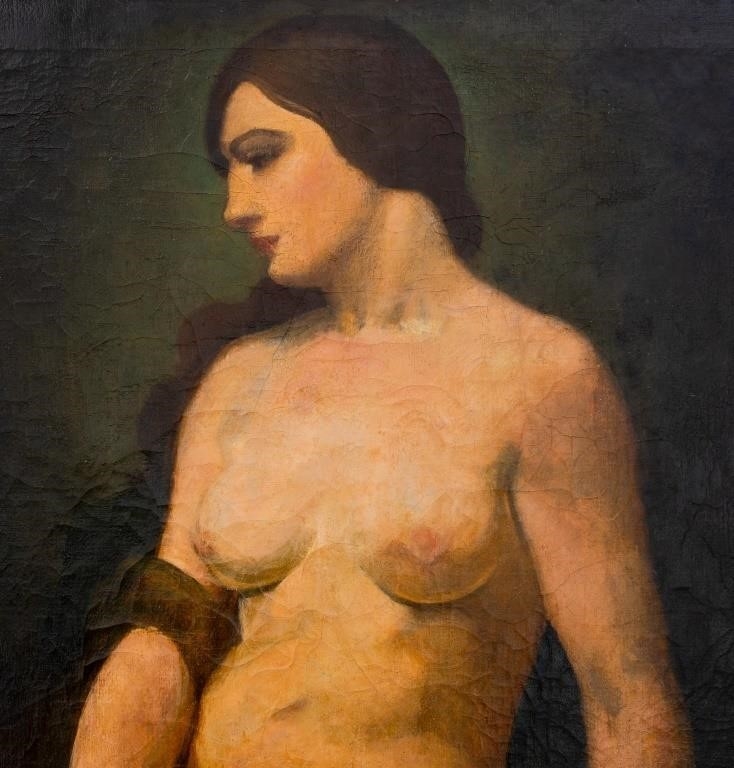 Artwork by Paul Raphael Meltsner, Paul R. Meltsner Seated Nude Woman Oil on Canvas, Made of Oil on Canvas