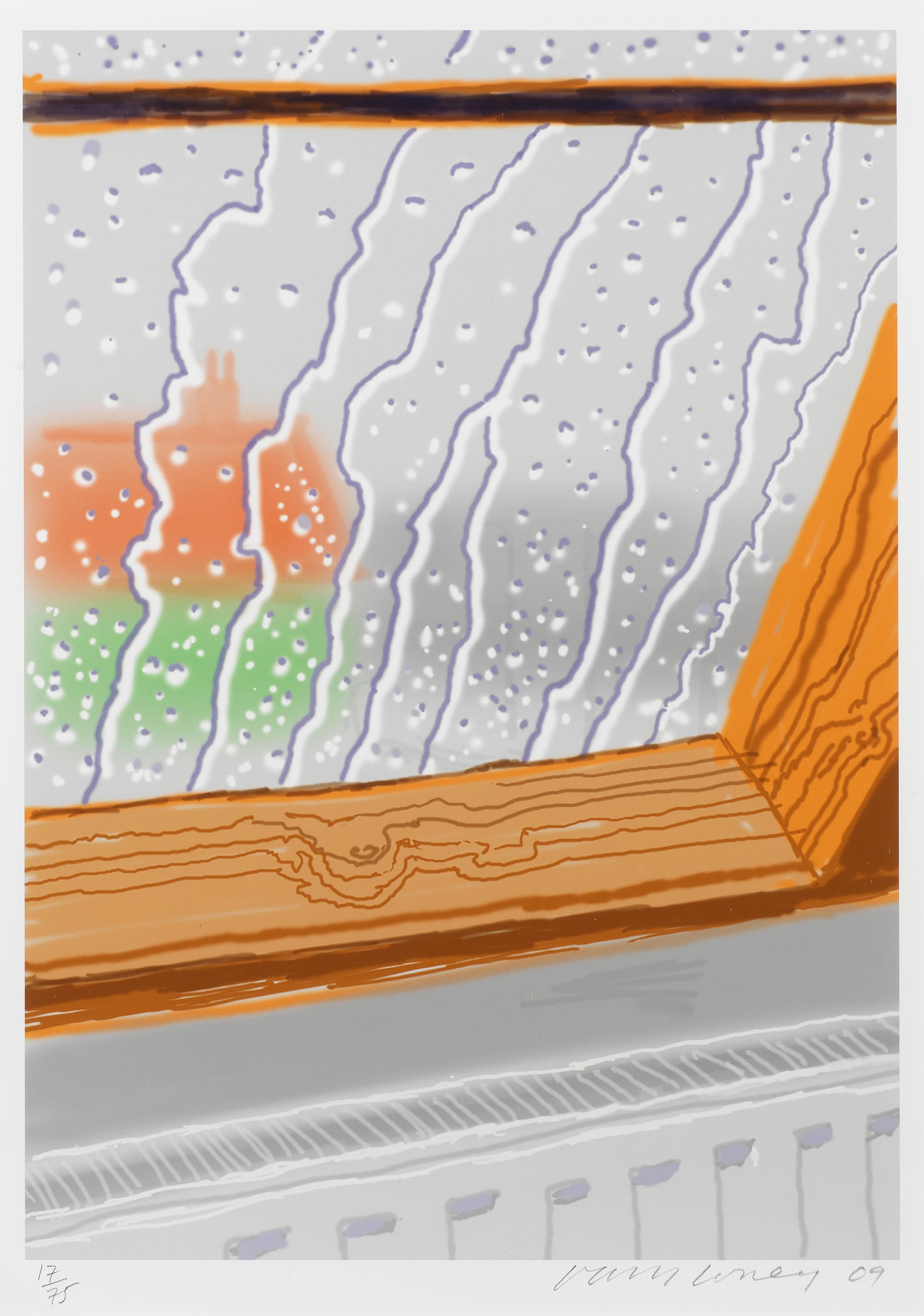 Rain on the Studio Window - David Hockney