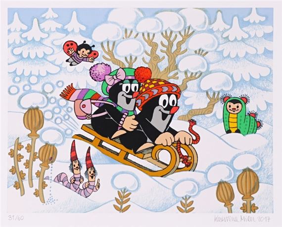 Krtek s Krtečkovou sáňkují by Kateřina Miler, 2017