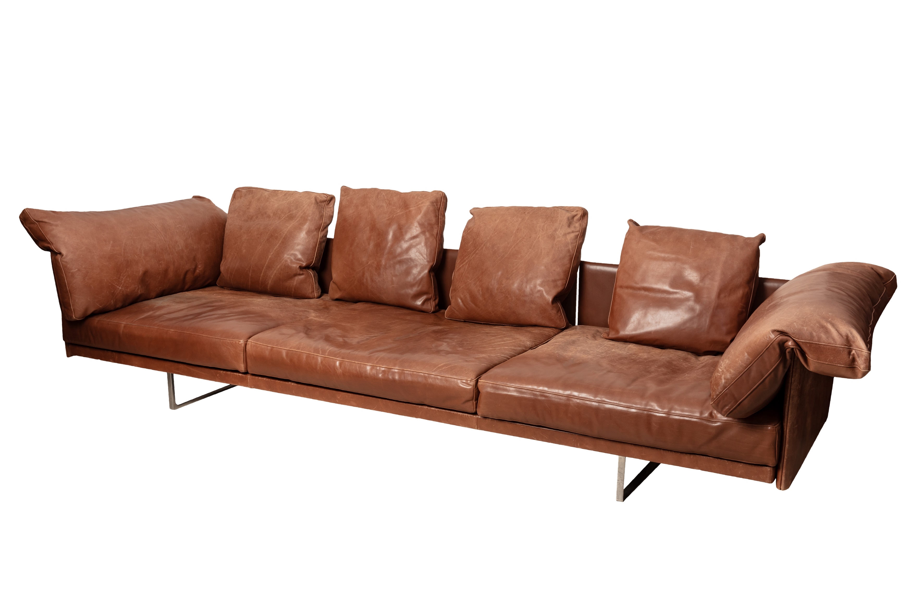 upholstered in brown leather - Piero Lissoni