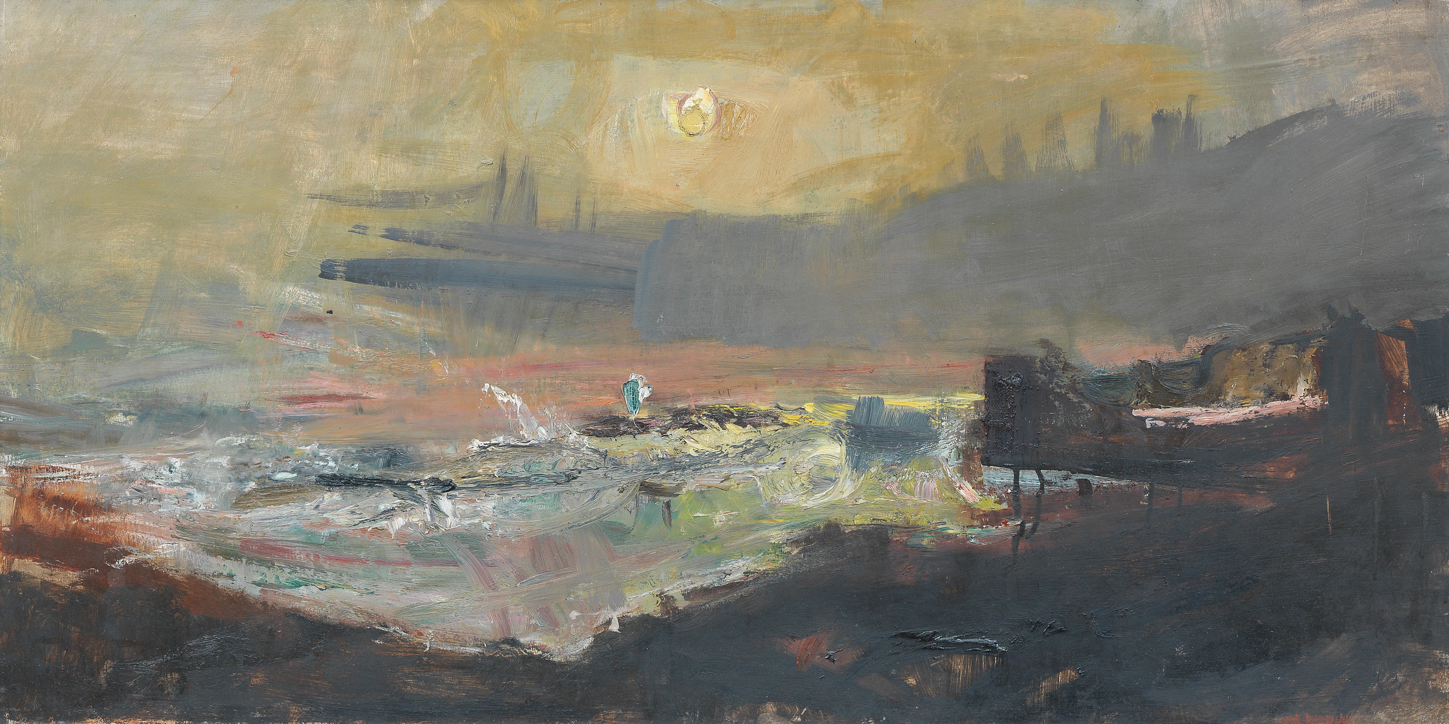 Artwork by Joan Kathleen Hardy Eardley, Sun on the Sea, Made of oil on board