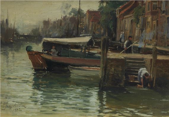 On the canal, Dordrecht by David Farquharson, 1882