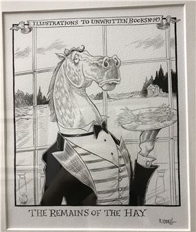 Chris Riddell | cartoon illustration of horse as butler | MutualArt