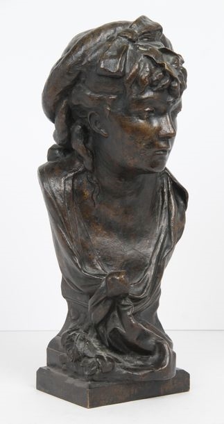 Bust of a woman Bronze proof with brown patina, signed - Auguste Rodin