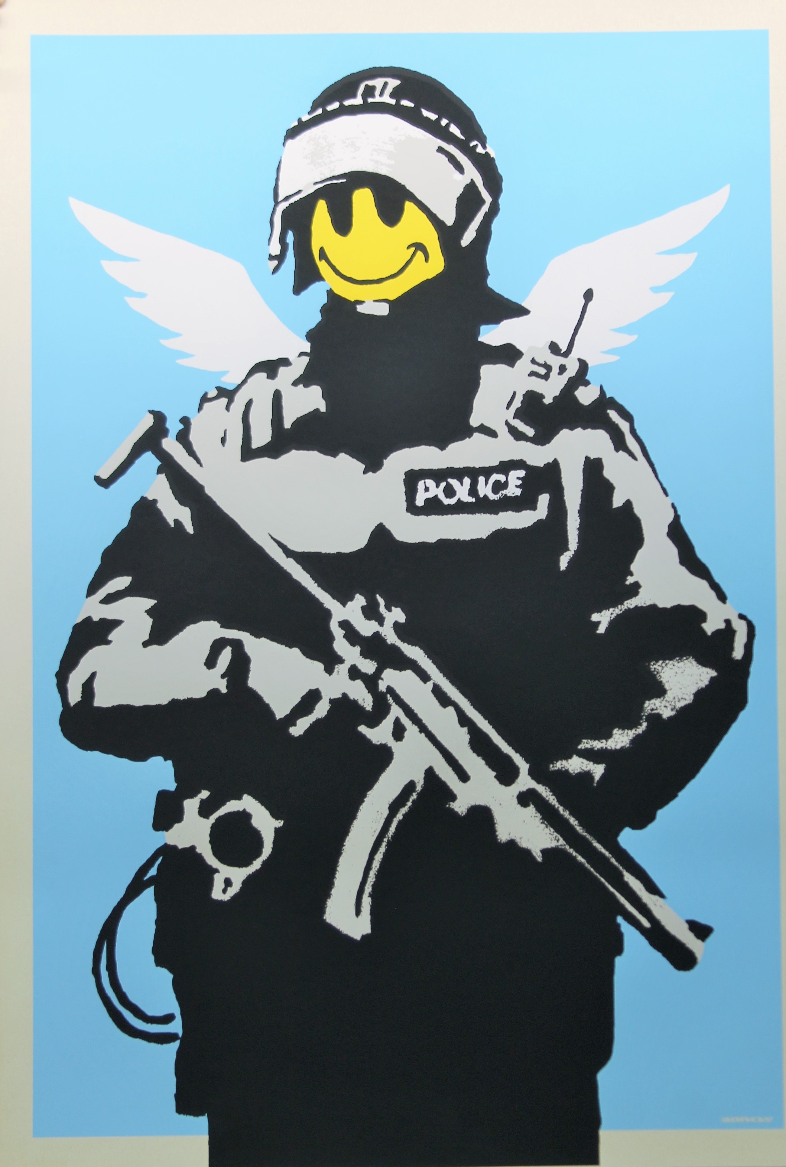 WEST COUNTRY PRINCE (After BANKSY) British (AR), Flying Copper, a limited edition lithographic print, stamped to reverse Banksy Copy and The West Country Prince and numbered 144/500 - Banksy