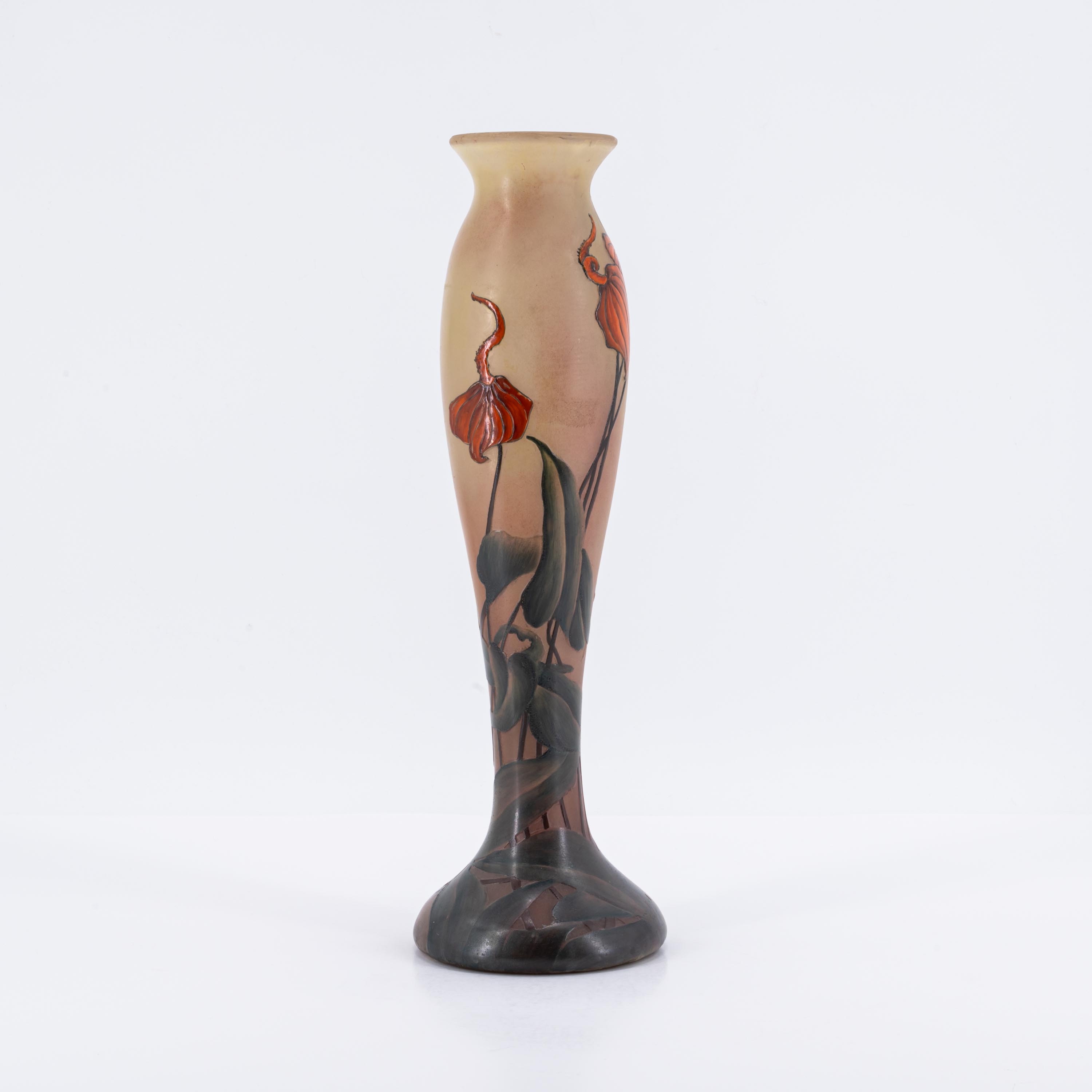 Muller Freres | GLASS BALUSTER VASE WITH FLOWER PANICLES | MutualArt