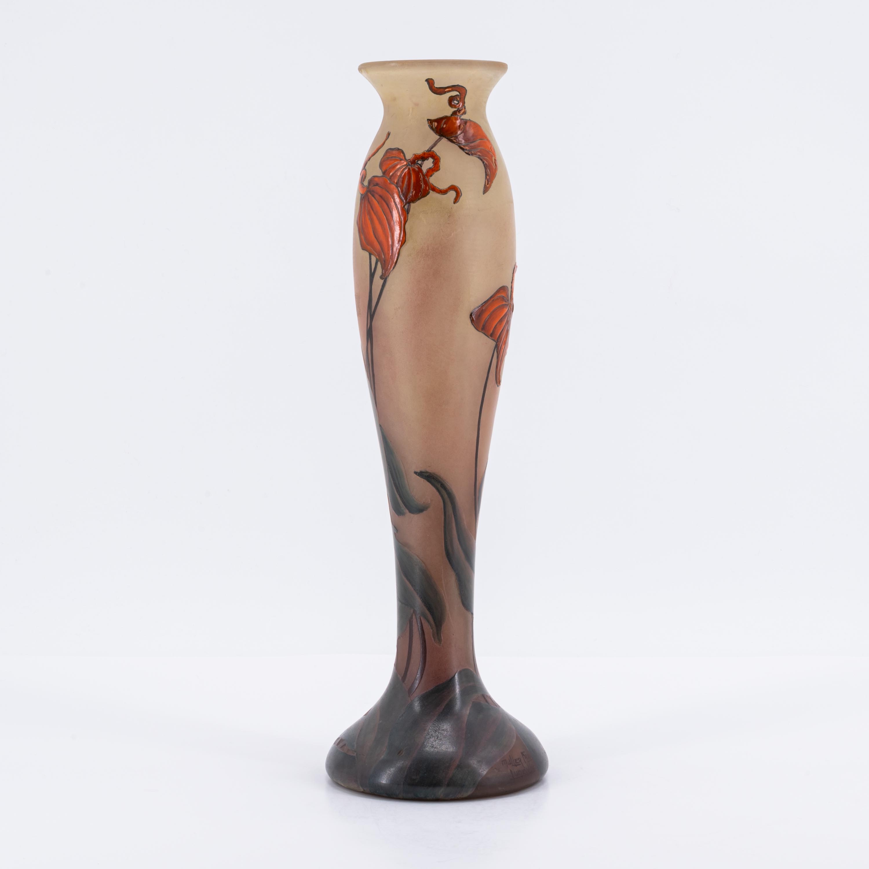 Muller Freres | GLASS BALUSTER VASE WITH FLOWER PANICLES | MutualArt