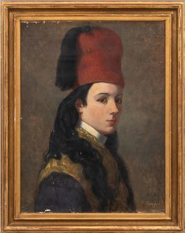 Portrait of a Woman in a Fez (Possibly a Self-Portrait) - Charlotta ”Lotten” Ehrenpohl