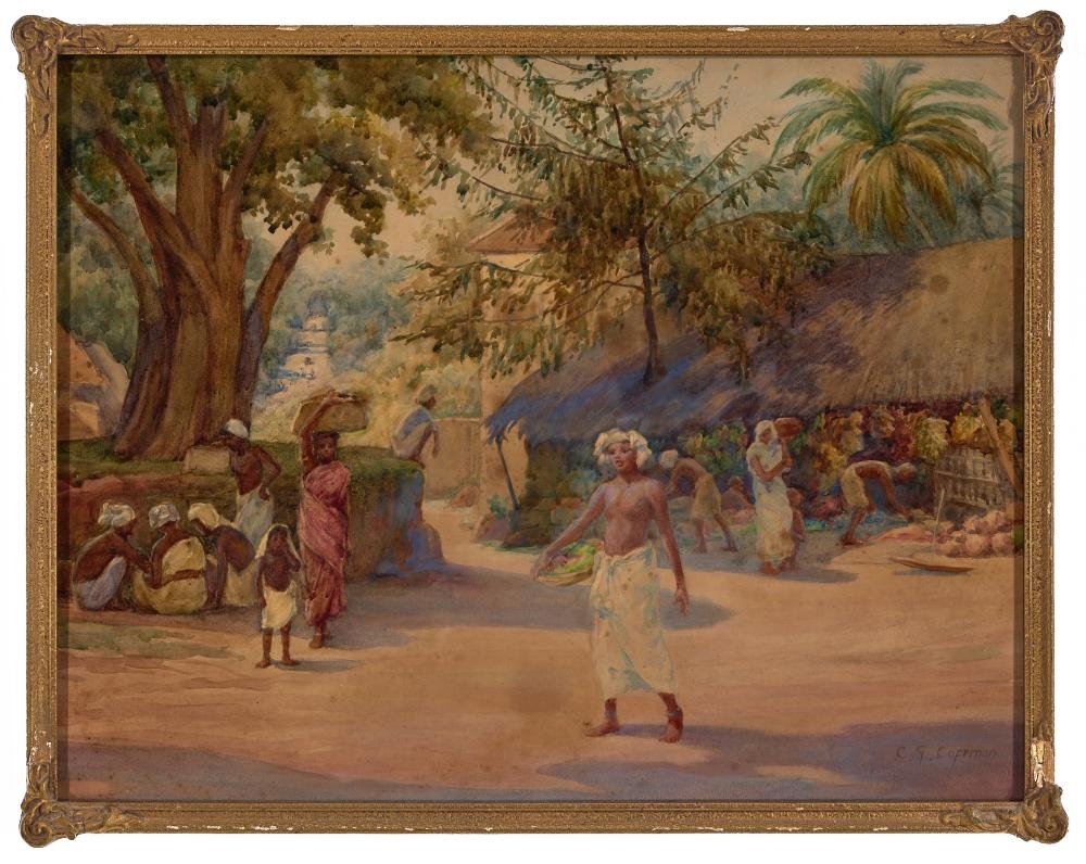 Artwork by Constance Copeman, Village Scene, Made of watercolour