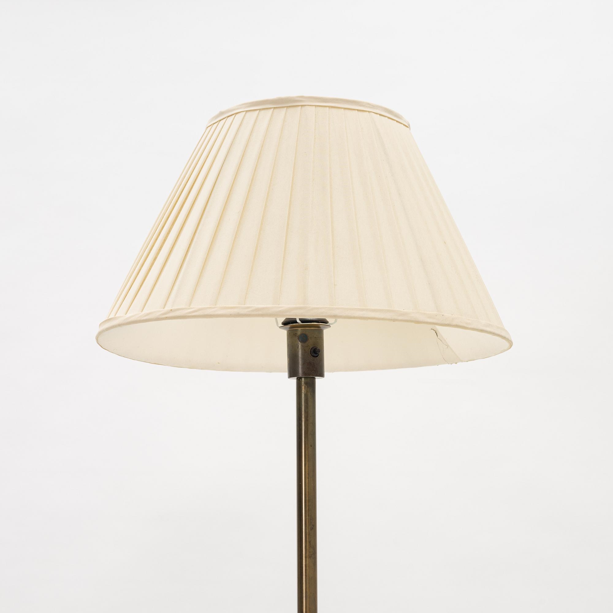 Artwork by Harald Notini, a model 15370 floor lamp, Arvid Böhlmarks Lampfabrik, 1940's, Made of glass, wood and leather