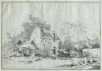 Attributed to Louis MOREAU (1740-1806) Hamlet Watercolor... - Lot 67 - Art Valorem - Louis Moreau