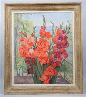 Still life with red flowers - Jane Chauleur-Ozeel