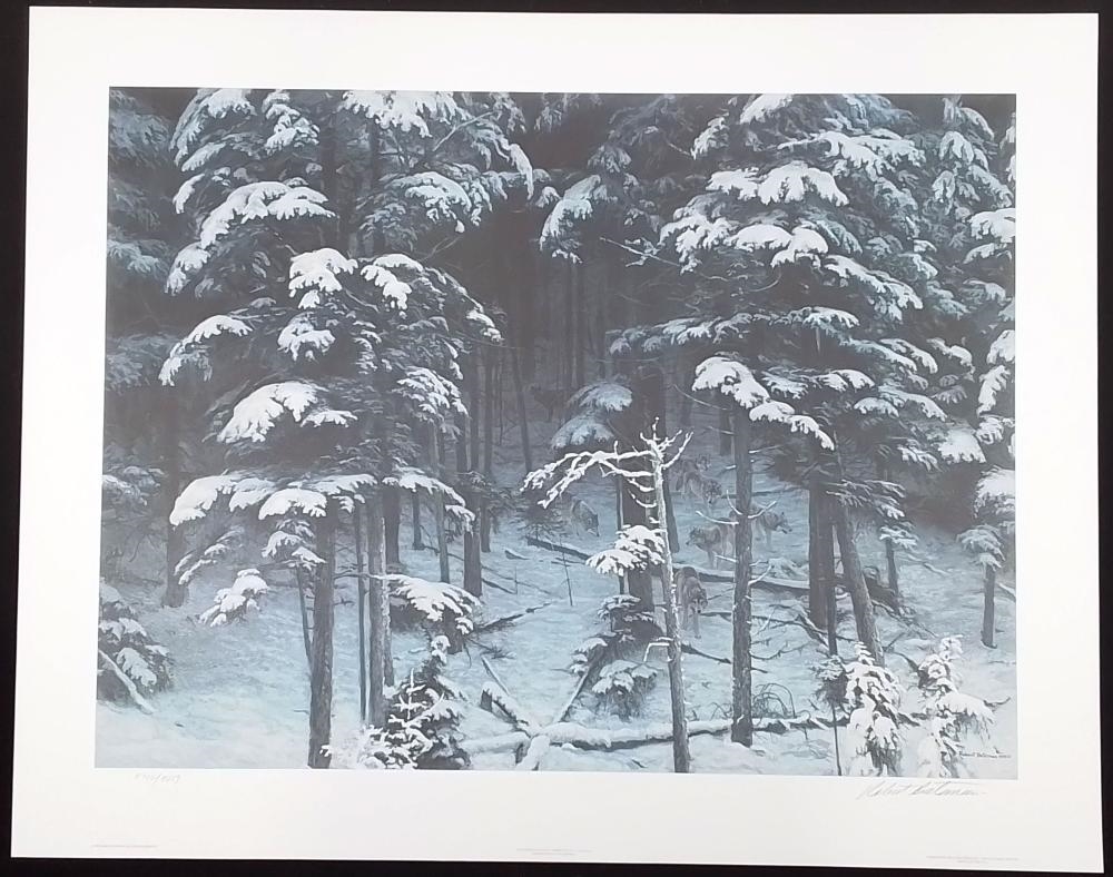 Robert McLellan Bateman | descending Shadows - Timber Wolves | MutualArt