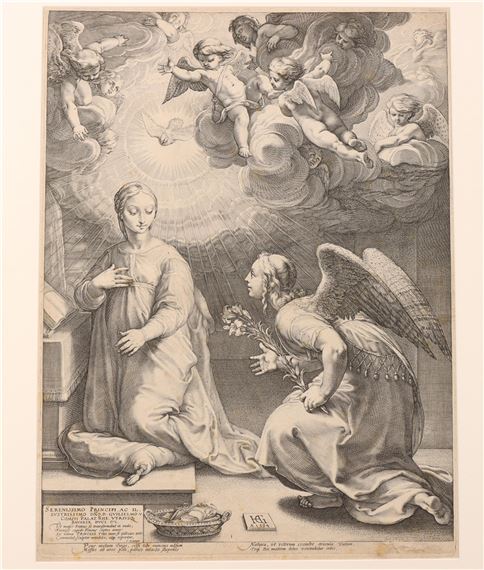 De annunciatie by Hendrick Goltzius, 1594