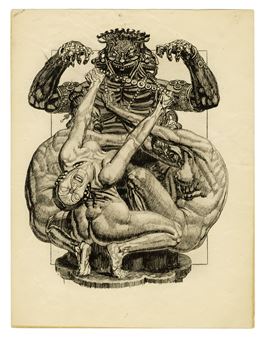 Lotto composto di 3 incisioni macabre - Vassili Nikolaevich Masiutine