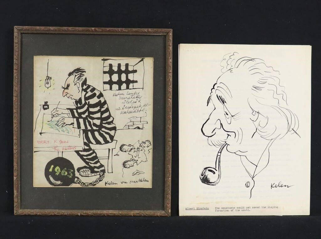 Emery Kelen | Self portrait in jail; Einstein | MutualArt