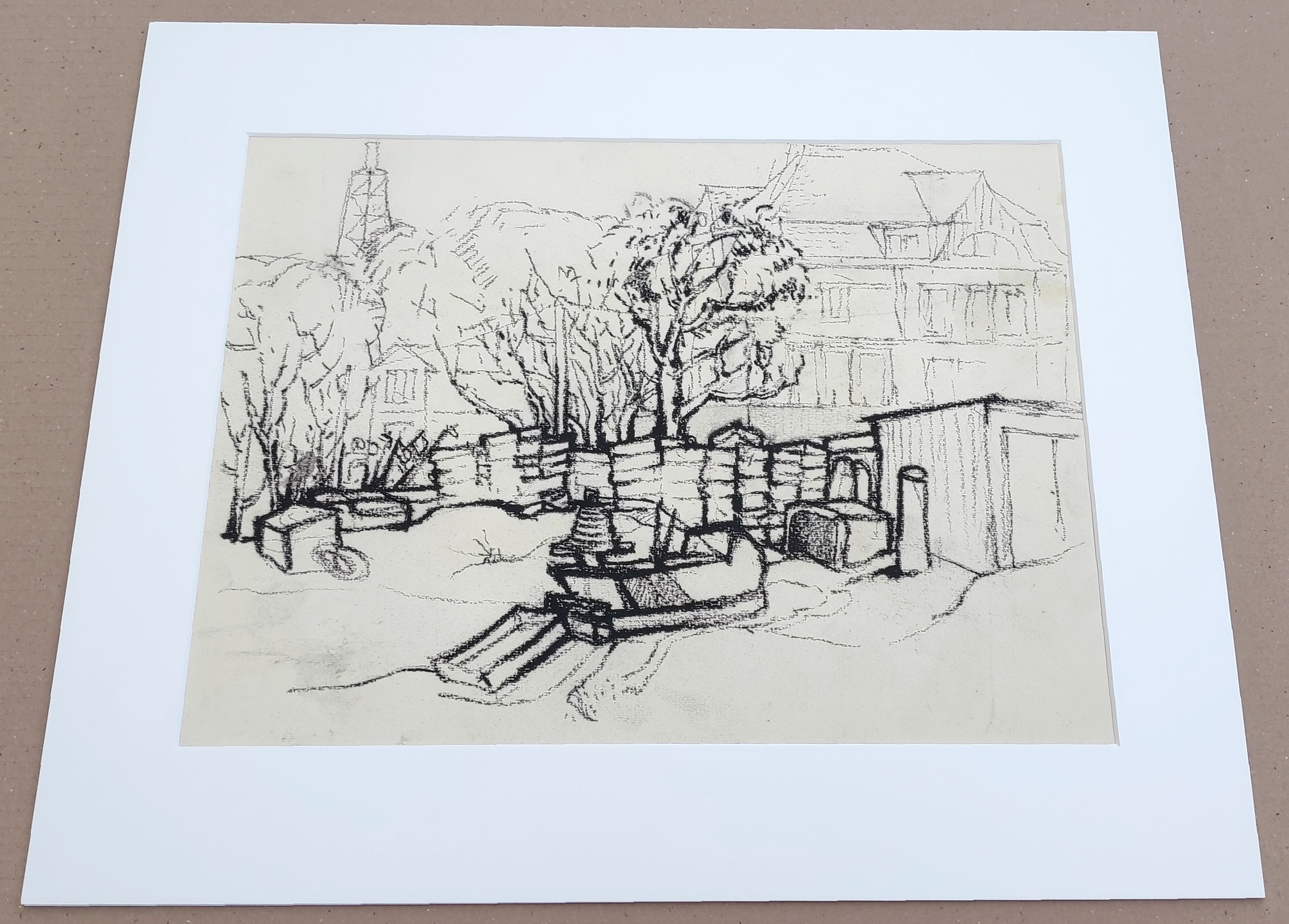 Artwork by Klaus Peter Dulke, Klaus Peter (1943 Russe/Bulgarien – 1999 Ückeritz) „Am Fischerstrand bei Heringsdorf, Made of charcoal drawing