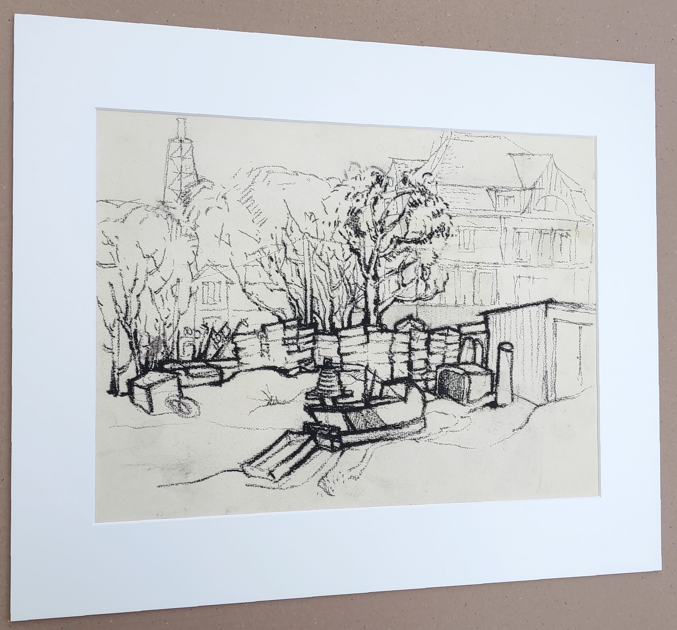 Artwork by Klaus Peter Dulke, Klaus Peter (1943 Russe/Bulgarien – 1999 Ückeritz) „Am Fischerstrand bei Heringsdorf, Made of charcoal drawing