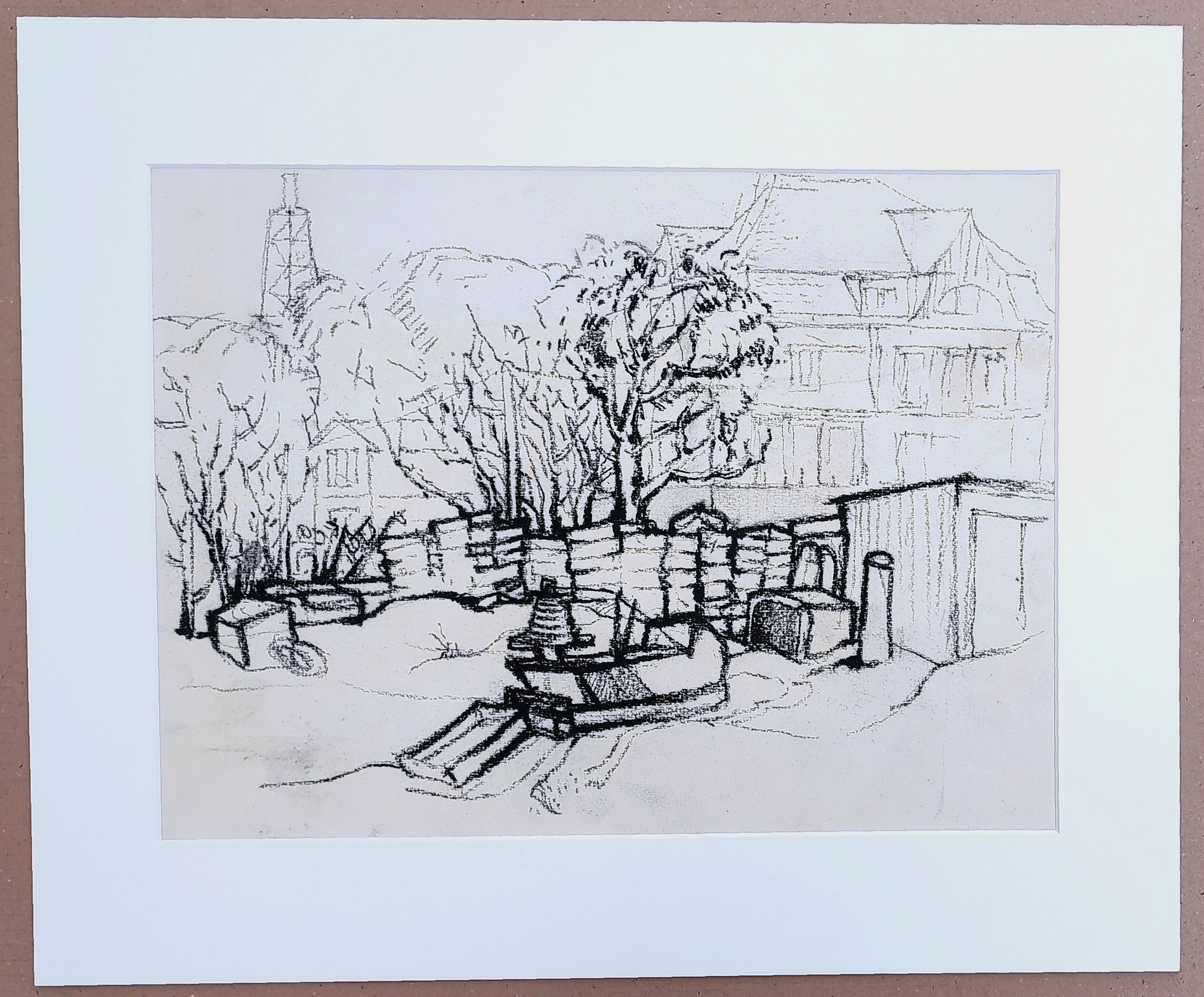 Artwork by Klaus Peter Dulke, Klaus Peter (1943 Russe/Bulgarien – 1999 Ückeritz) „Am Fischerstrand bei Heringsdorf, Made of charcoal drawing