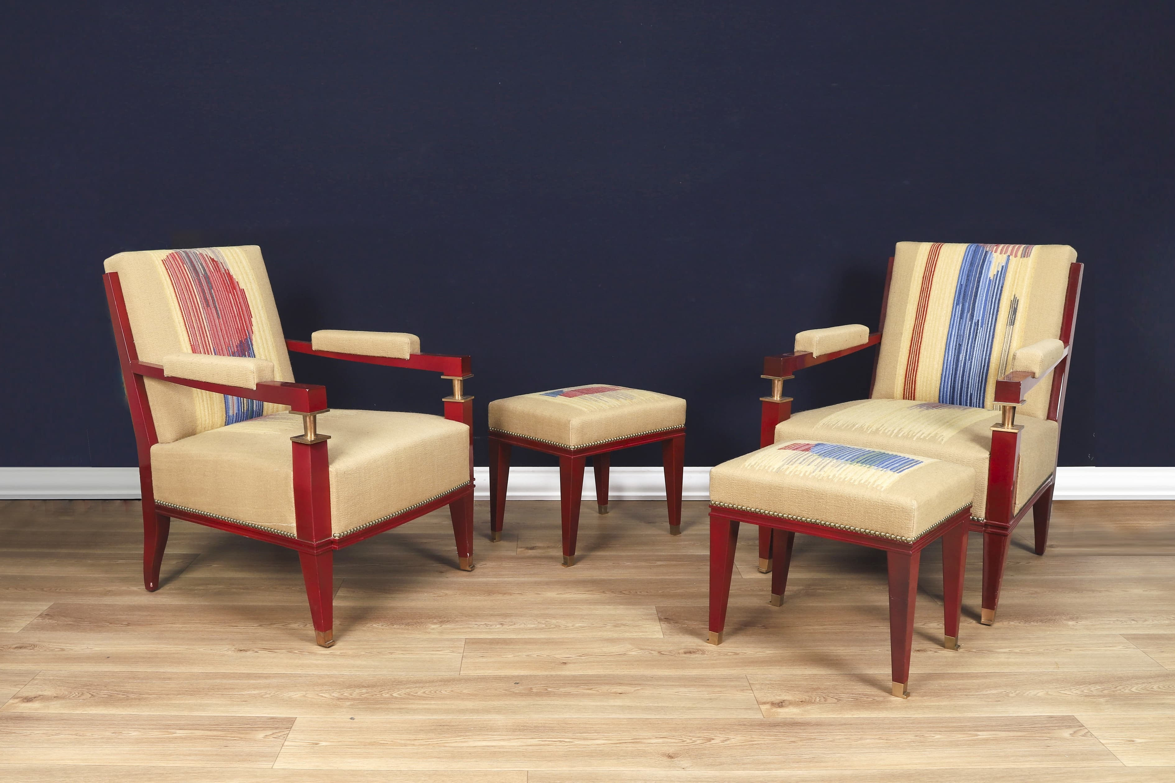 Jacques Quinet | Paire de fauteuils et paire de tabourets, 1954 (1954 ...