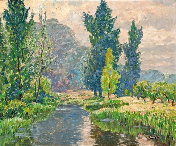 View of a pond by Henri Deglume