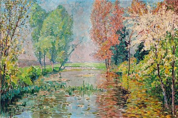 View of a pond by Henri Deglume