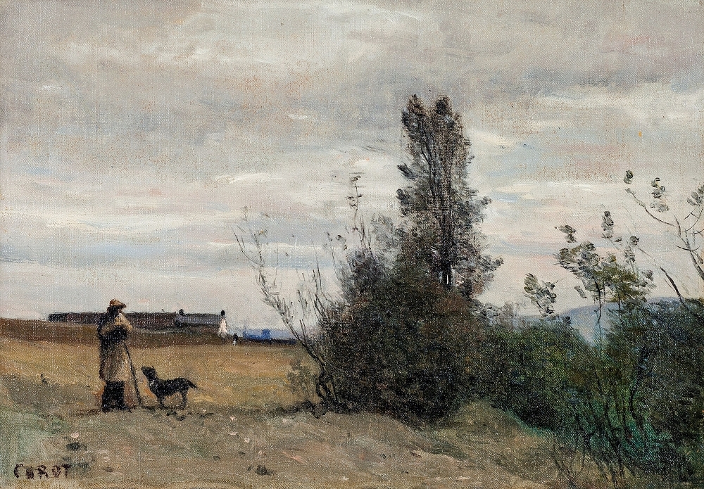 LE BERGER AVEC LE CHIEN ROVER - Jean Baptiste Camille Corot