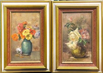 Vase of flowers Pair of - Gustave Dubouchet