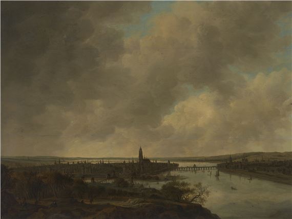 A panoramic landscape, presumed to be Frankfurt by Anthonie Jansz. van der Croos, 1655