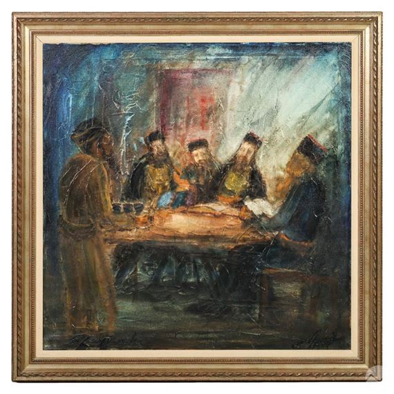 Zvi Raphaeli | An expressionist figural group painted in a heavy ...