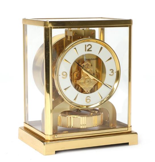 Jaeger-LeCoultre | A brass and glass mantle clock, visible movement ...