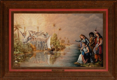 Artwork by Thomas F. Laycock, Crossing the River, 1886, Made of Oil on canvas