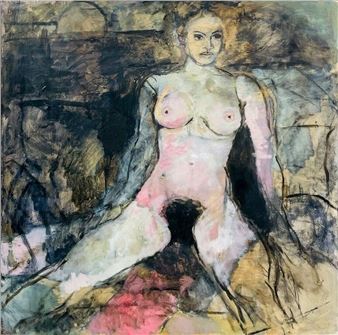 (1930 - 2024)
Untitled (Nude)
oil on canvas
47 x 46 in 119.4 x 116.8 cm 1988
signed and dated on back
Framed size: 48 x 47 in 121.9 x 119.4 cm - Violet Owen