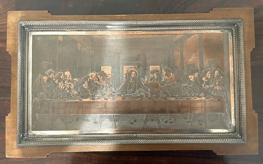 Copper PLAQUE after Leonardo da Vinci's Last Supper. Height - Leonardo da Vinci