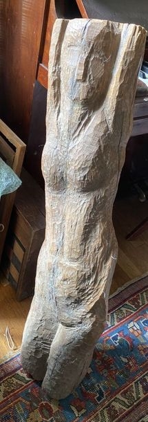 Artwork by Pierre de Grauw, Nude kneeling woman, Made of Wood sculpture