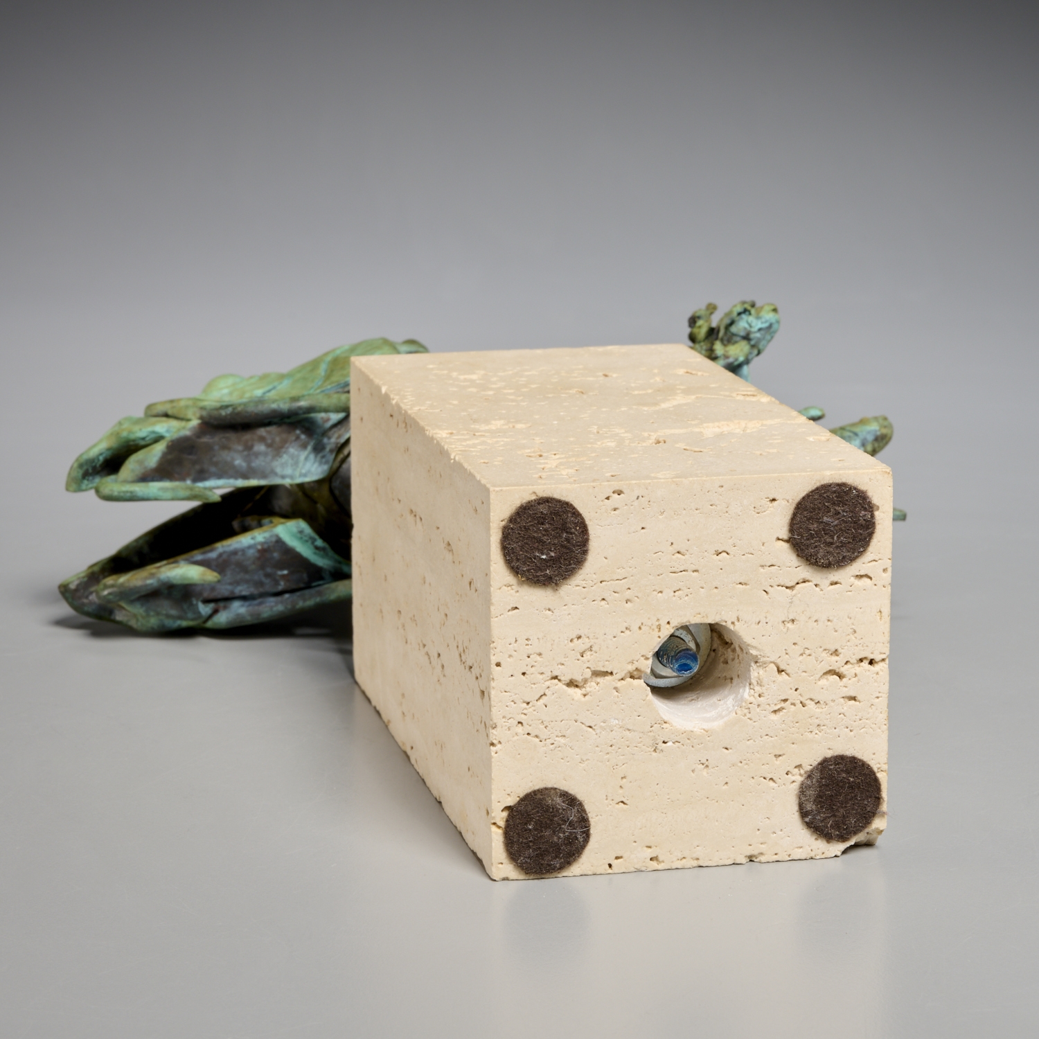 Artwork by Theodore Gall, Surreal Fish, Made of verdigris bronze sculpture