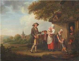 Charles Alexandre Joseph Caullet Scissors and Knife Seller in front of a Cottage - Charles Alexandre Joseph Caullet