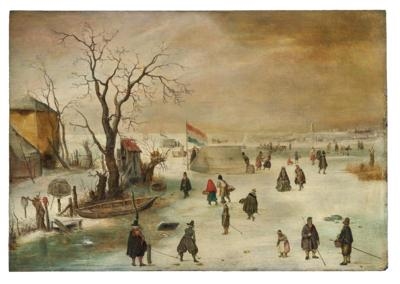 A winter landscape with figures enjoying the ice - Hendrick Avercamp