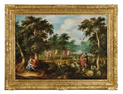 Artwork by Alexander Keirincx, An Arcadian landscape with couples of shepherds, Made of oil on panel
