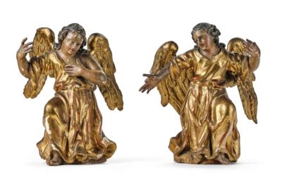 A Pair of Kneeling Baroque Angels - Austrian School, 18th Century