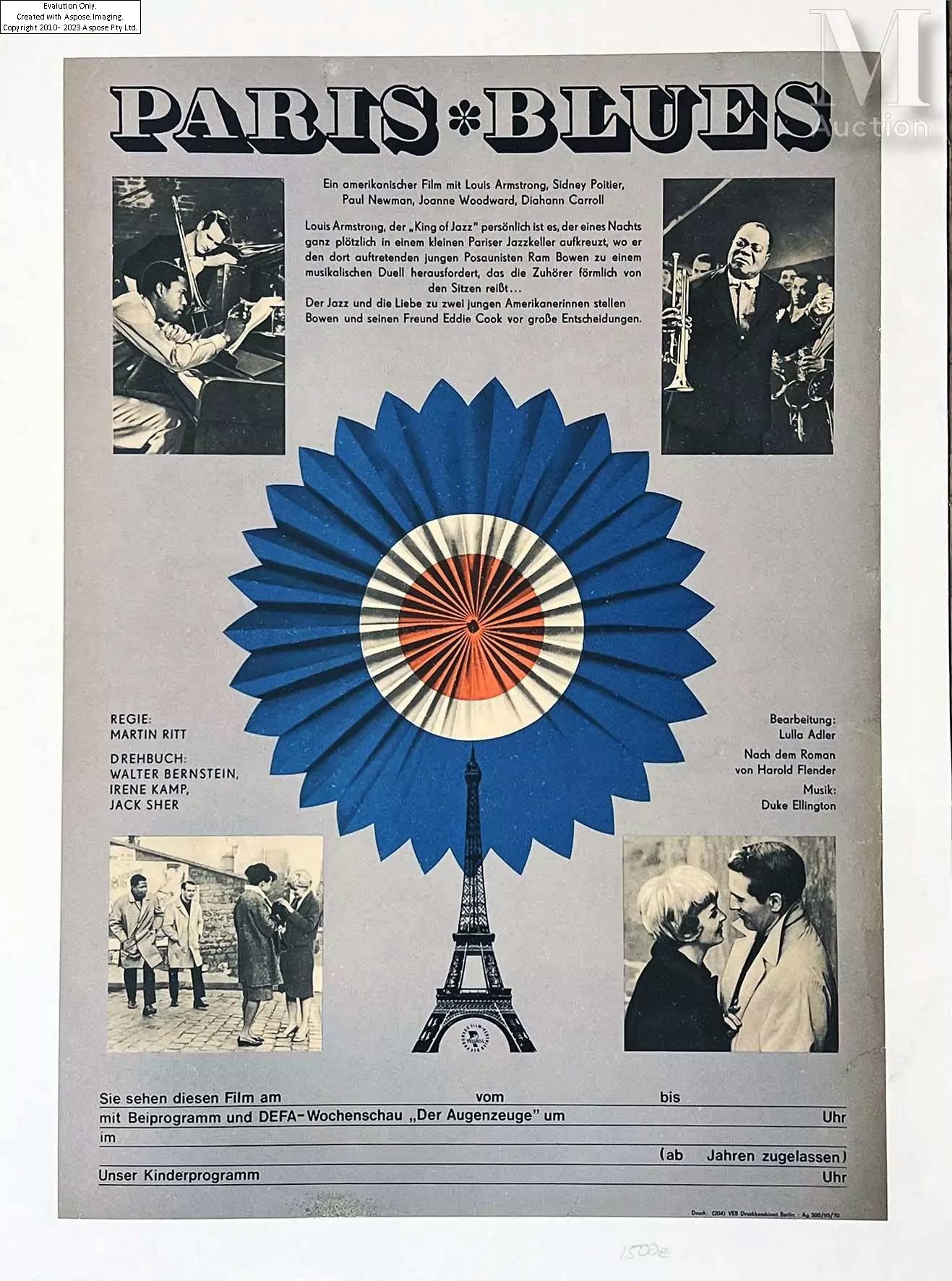 Artwork by Louis Armstrong , Paris Bleus Louis Armstrong, Made of Affiche entoilée