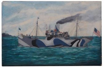 USS Baling in W.W.I. Dazzle Camouflage, - F. Lesquin