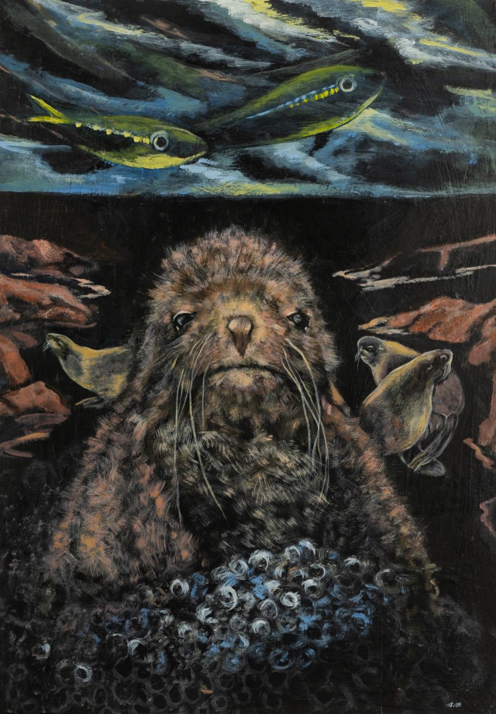 Artwork by Betty Brown, Otter, Made of watercolor and gouache on paper