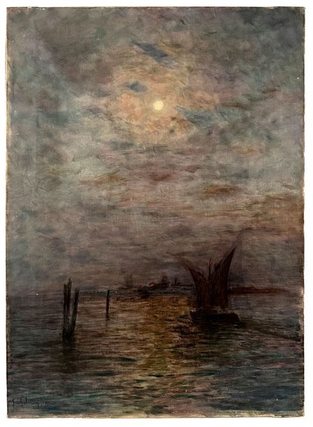 Venetian lagoon in the moonlight - Arséne Chabanian