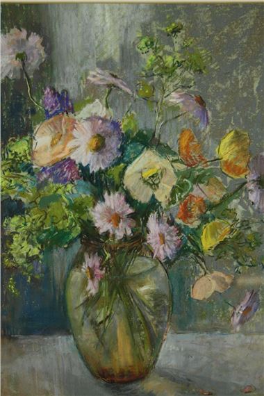 label to the reverse; Pyrethrums and Poppies by Kay Hinwood