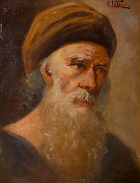 Artwork by F. Lettau, Portrait of an old man, Made of Oil on panel