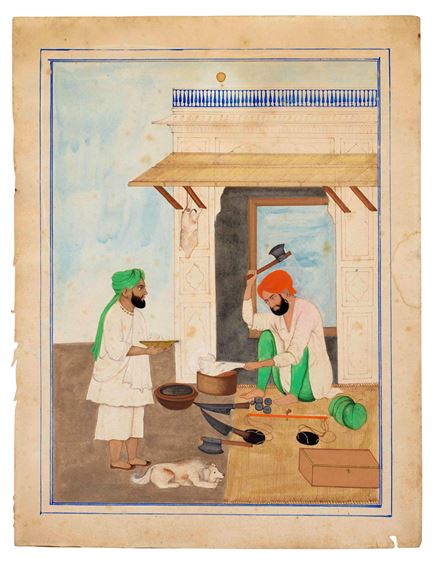 A butcher at work, attributed to the artist Bishan Singh (circa 1836-1900) by Punjab School, 19th Century, Bishan Singh, circa 1836-1900